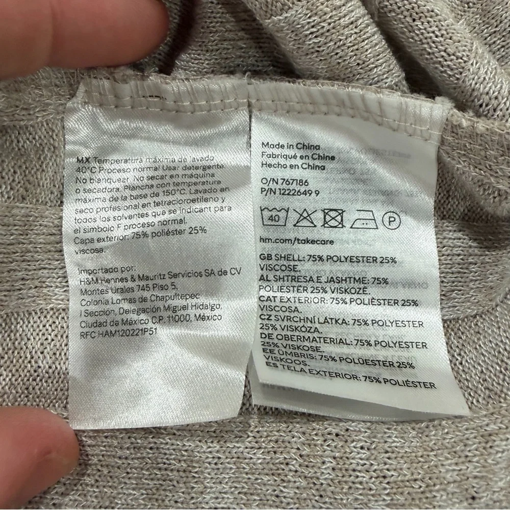 2/$25 H&M Elegant Long Sleeve Beige Ribbed Knit Dress with Side Slit - Picture 11 of 11